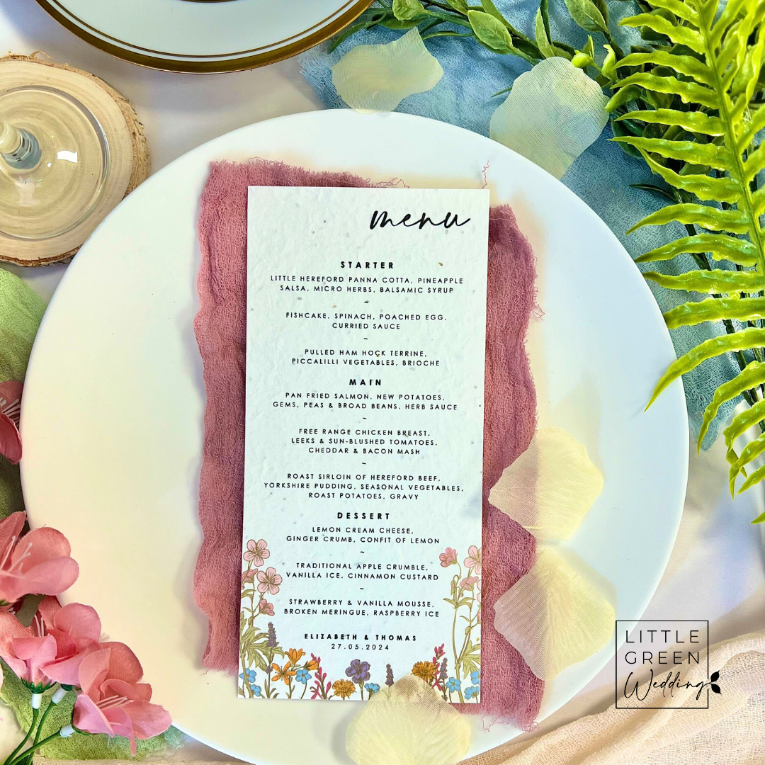 Eco-friendly Wedding Menus Wildflowers | Little Green Wedding