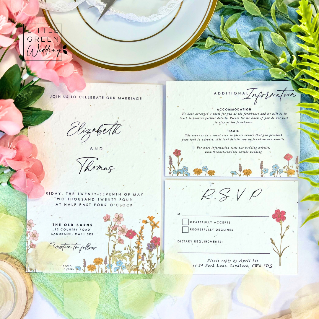 Seed Paper Invitations Wildflowers Plantable Invites