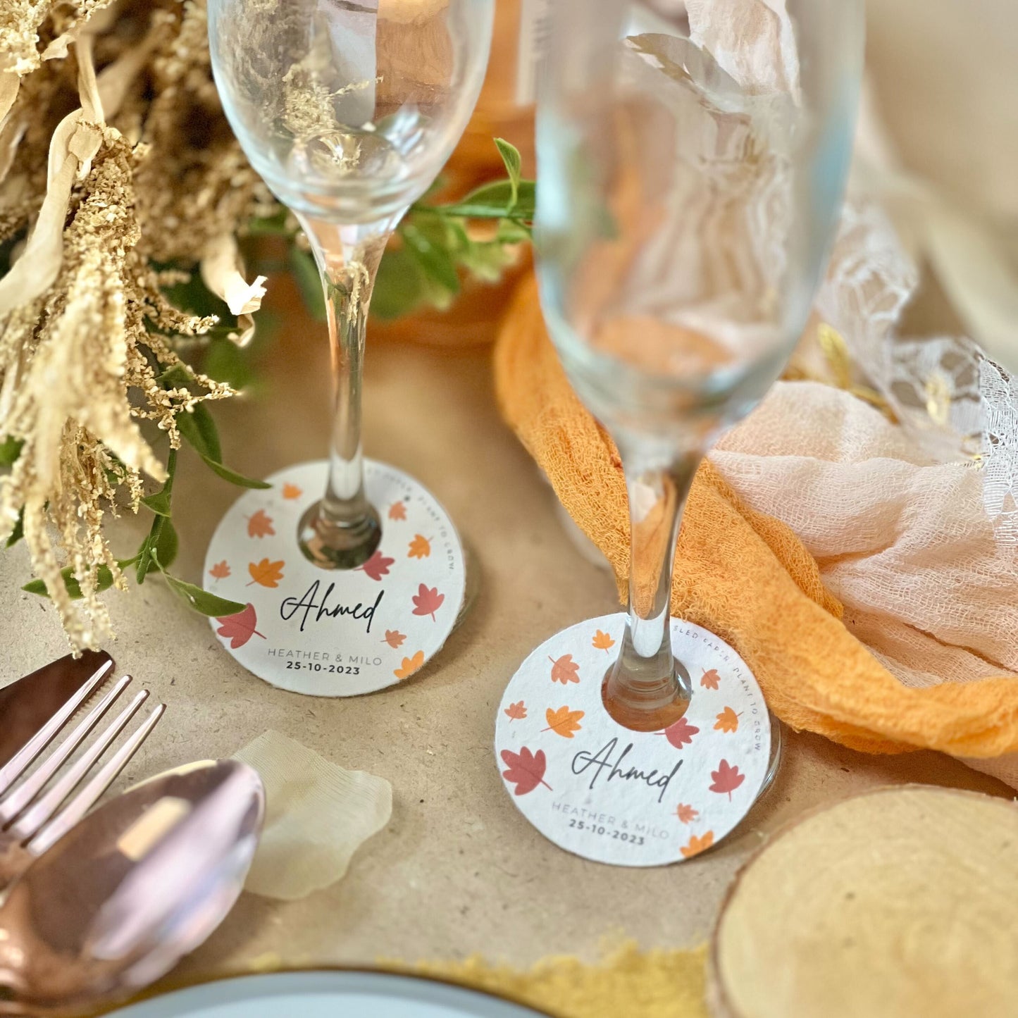 Falling for You - Wine Glass Name Tags