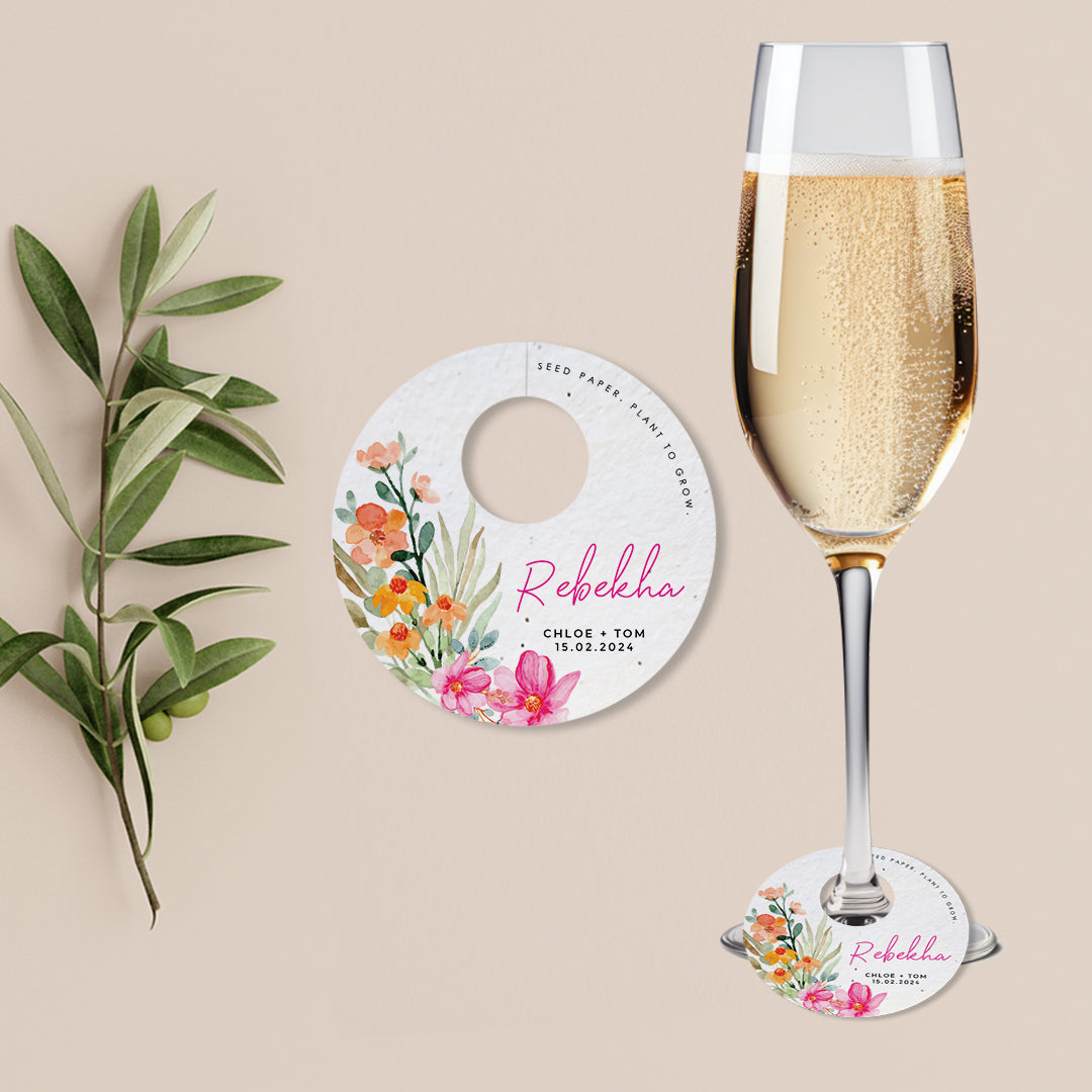 Bright Blooms - Wine Glass Name Tags