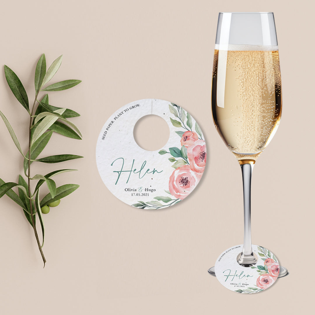 Rose Garden - Wine Glass Name Tags