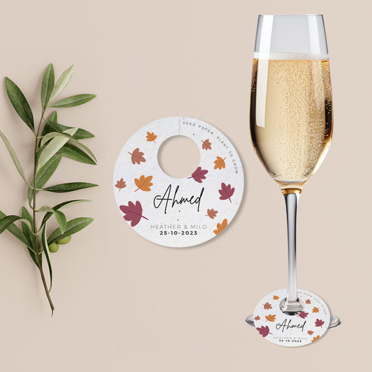 Falling for You - Wine Glass Name Tags