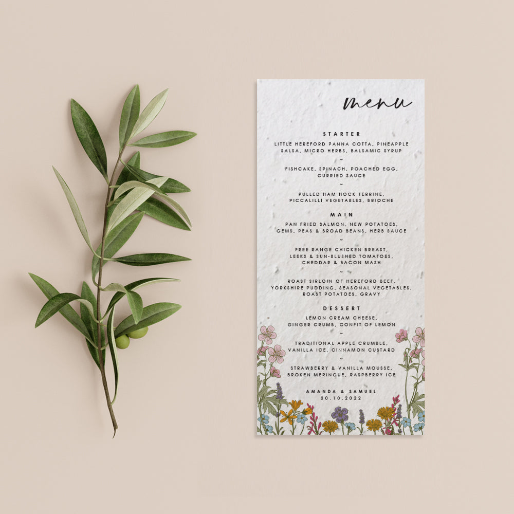 Eco-friendly Wedding Menus Wildflowers | Little Green Wedding