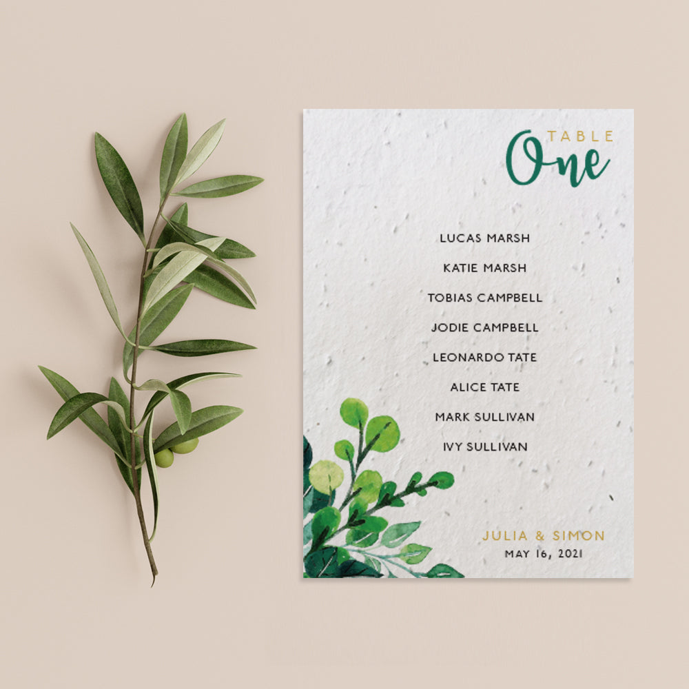 Foliage Seating Plan Cards