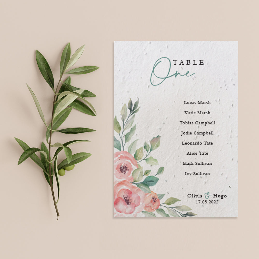 Rose Garden Seating Plan Cards