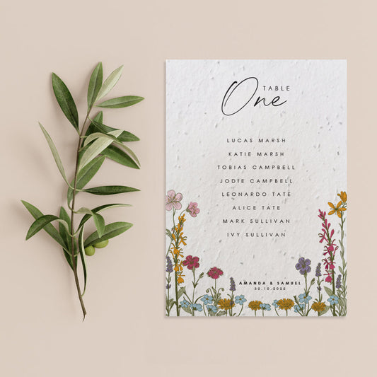 Wedding Table Plan Seating Cards Wildflowers