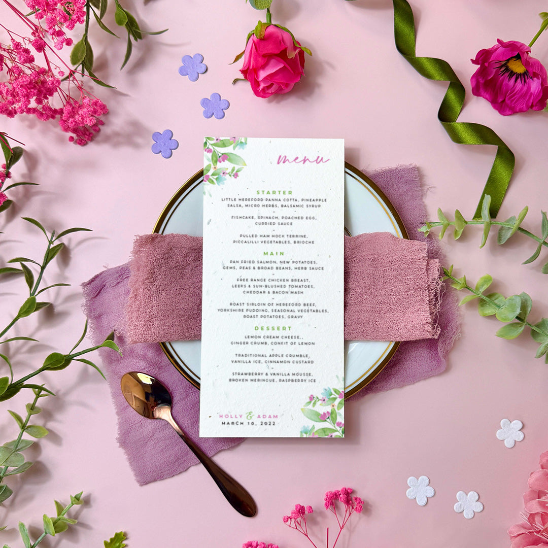 Spring - Menu - - Little Green Wedding