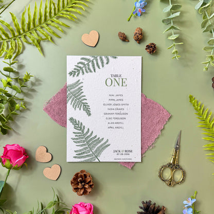 Forest Ferns - Seating Plan Cards