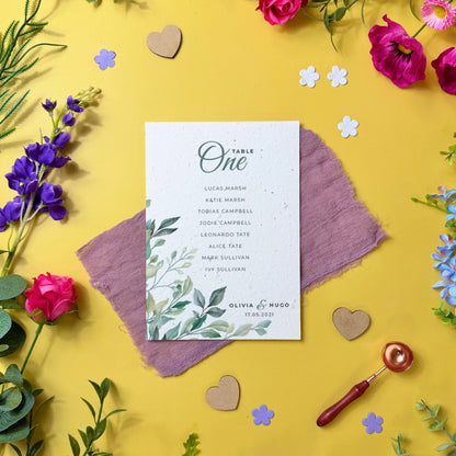 Greenery - Seating Plan Cards