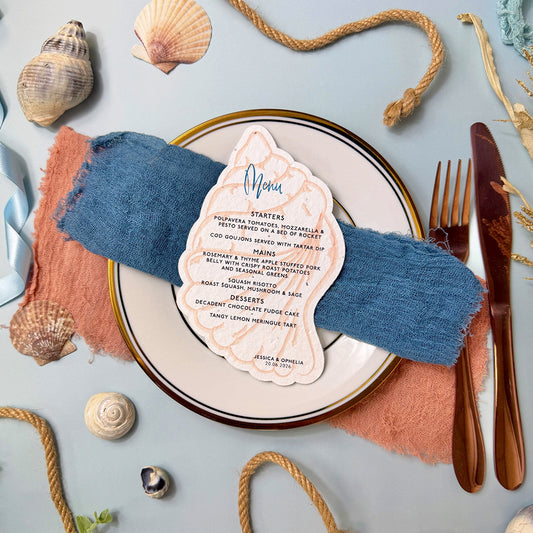 Seashell Menu Card Seashells – Little Green Wedding