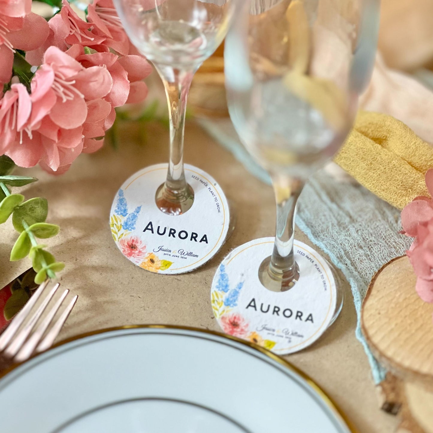 Summer Blooms - Wine Glass Tags