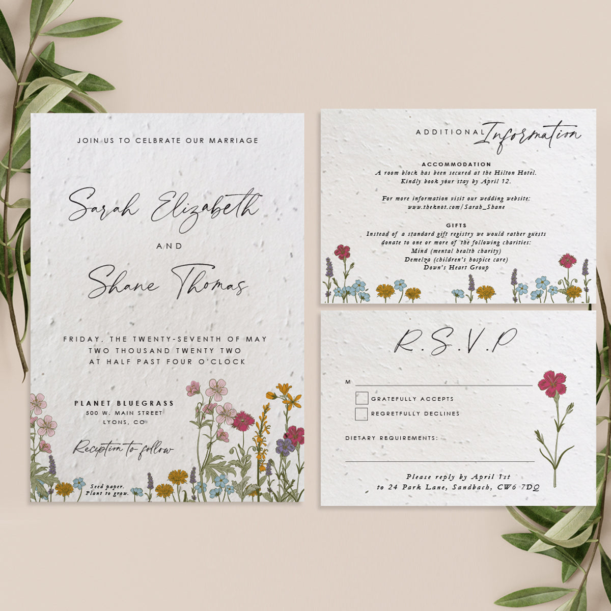 wildflower seed wedding invitations Seed Paper Invitations | Wedding Invites Plant to Grow